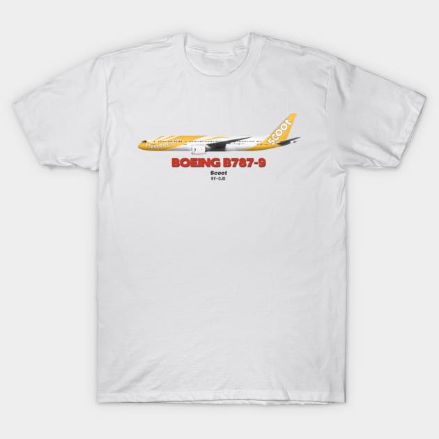 Boeing B787-9 - Scoot T-Shirt by TheArtofFlying